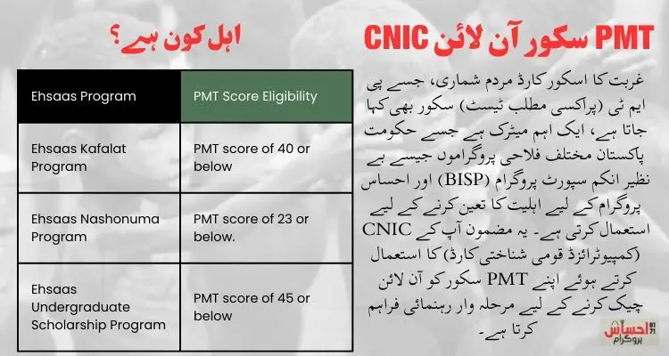 PMT Score Online By CNIC